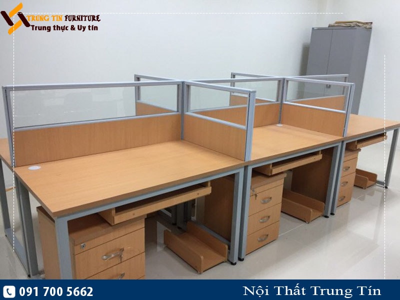 Vách ngăn khung nhôm gỗ kính VND35-19